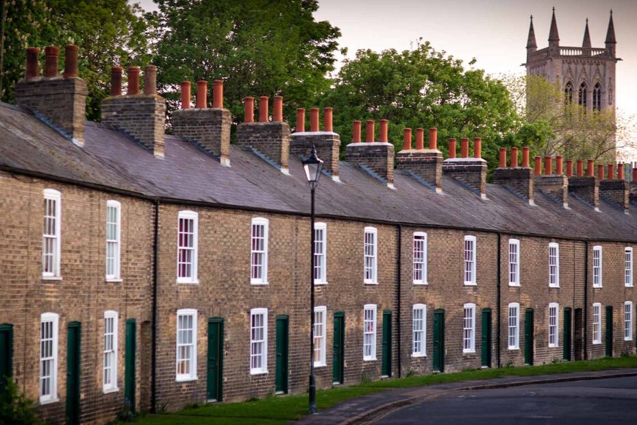 Residential properties illustrating need for acoustic testing under Part E of Building Regulations.